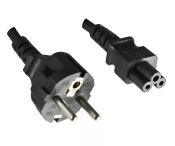 Mains cable Europe CEE 7/7 to C5, 0.75mm², VDE, black, length 5.00m